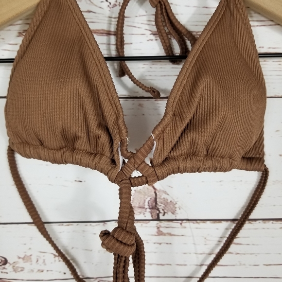 Shein | Brown Ribbed Crisscross Thong Bikini Set NEW - Picture 4 of 9